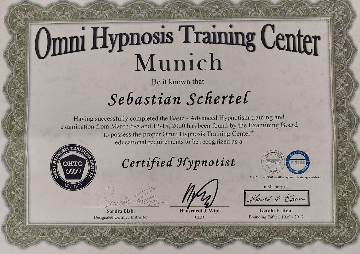 OMNI Hypnosis Training Center Urkunde
